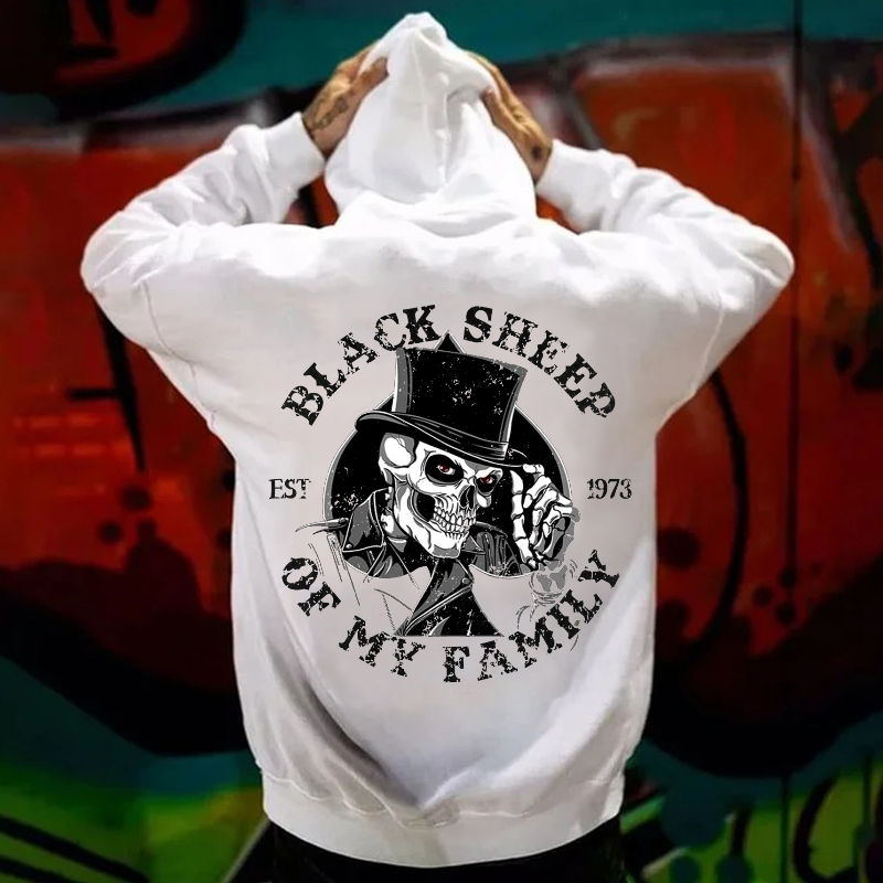 BLACK SHEEP OF MY FAMILY Skeleton Print Men's Hoodie