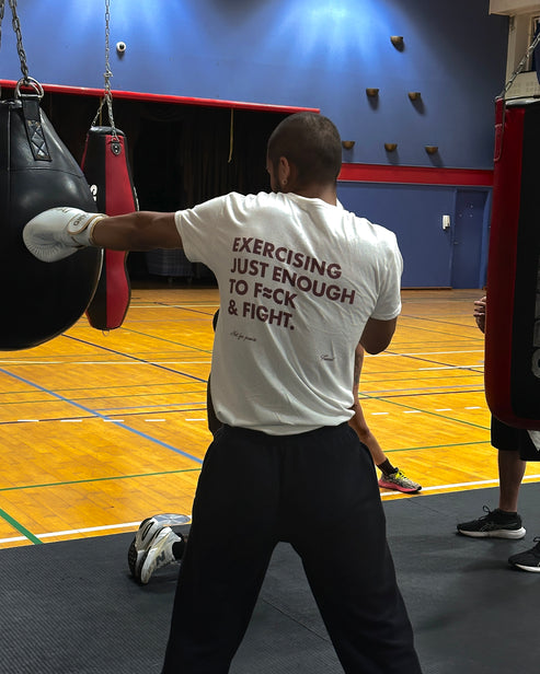EXERCISING JUST ENOUGH TO F≈CK & FIGHT T-SHIRT