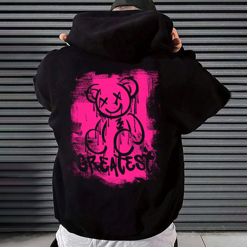 GREATEST Teddy Bear Black Print Hoodie