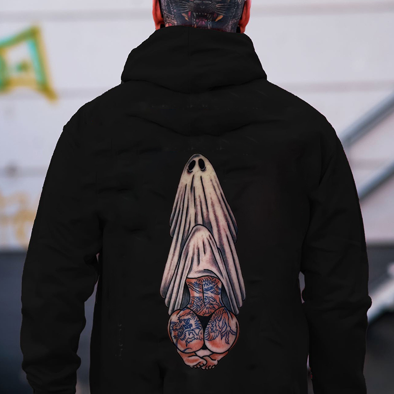 Oral Sex with Tattooed Ghost Dirty Love Black Print Hoodie