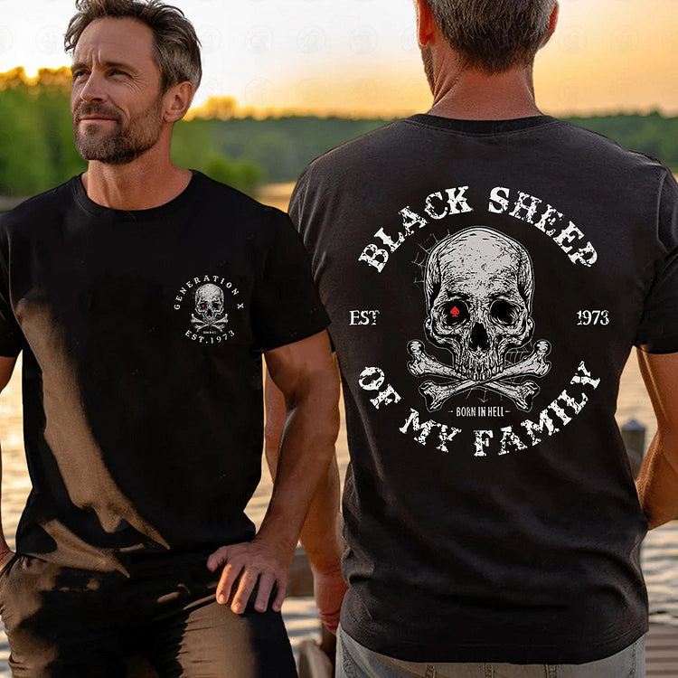 Black Sheep Of Family Print T-Shirt-Option To Customize Name And Date