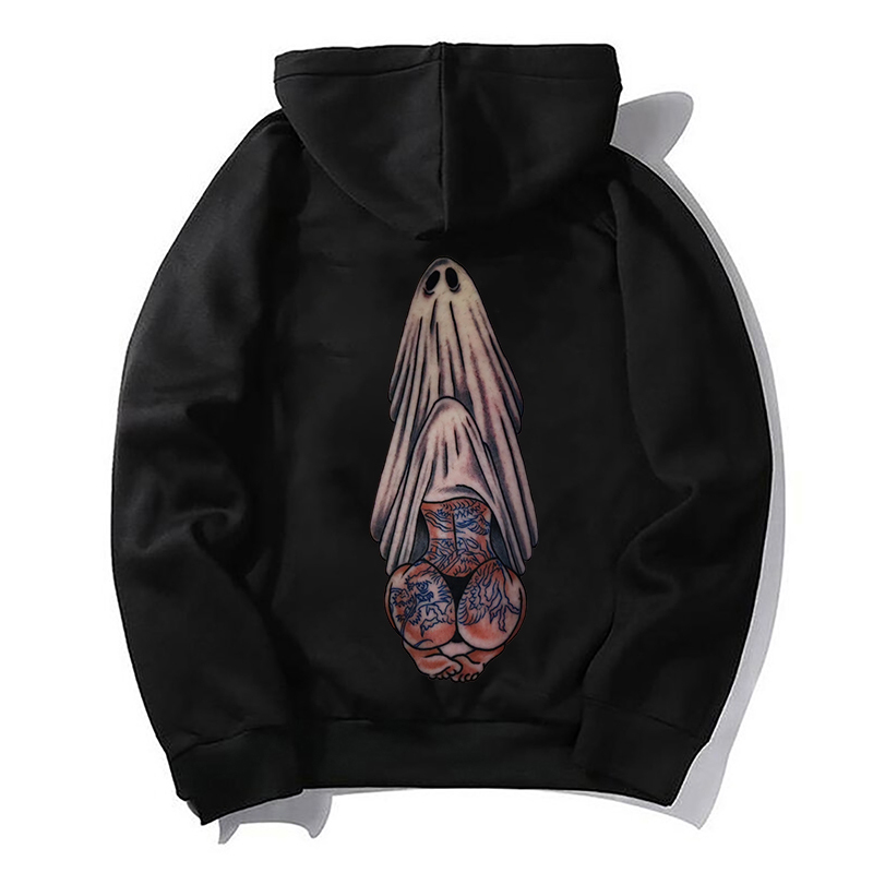 Oral Sex with Tattooed Ghost Dirty Love Black Print Hoodie