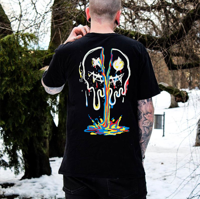 Broken Emoji Black Print T-Shirt