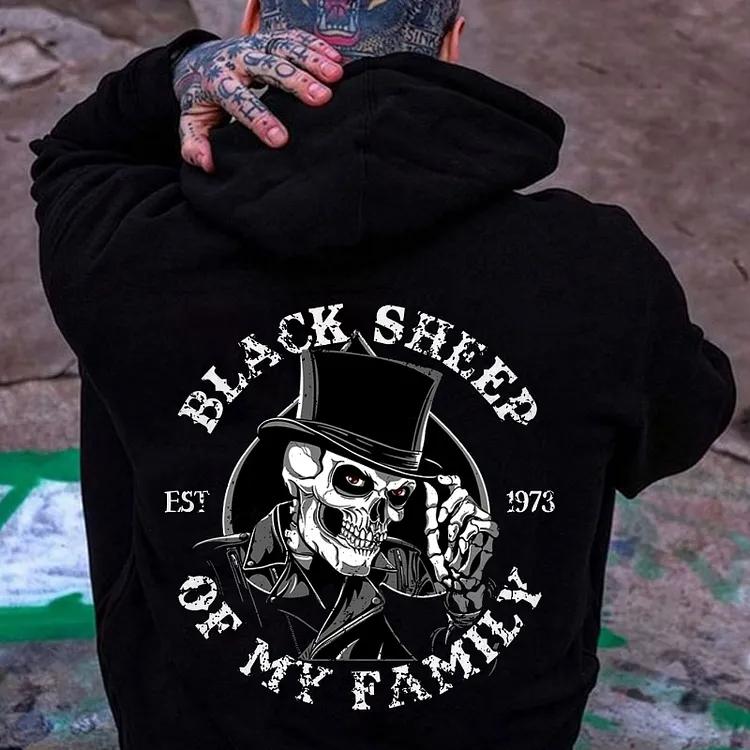 BLACK SHEEP OF MY FAMILY Skeleton Print Men's Hoodie, Tops Menswear, Unisex Casual Cotton Streetwear