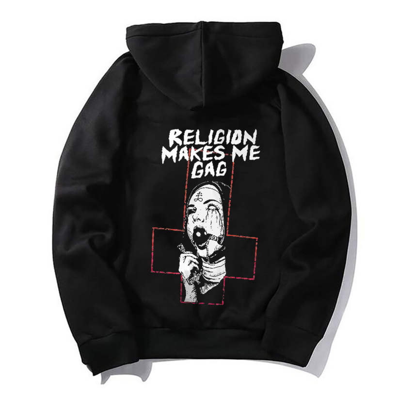 I HATE PEOPLE Defiant Skeleton Print Men's Hoodie