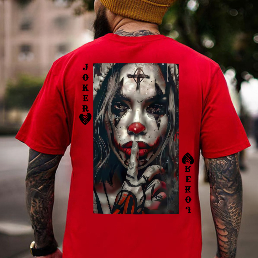 POKER JOKER GIRL Keep Silent Print Men's T-shirt
