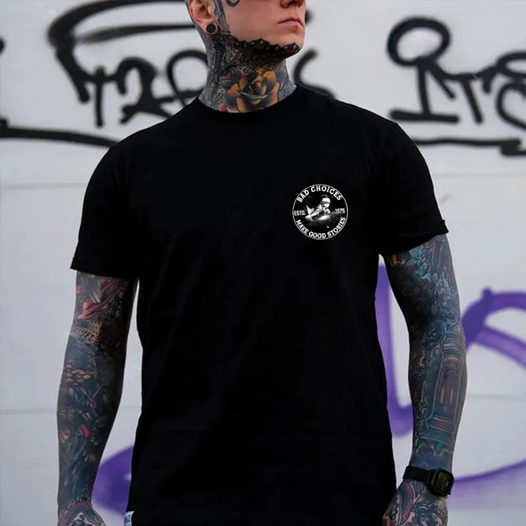 BAD CHOICES MAKE GOOD STORIES Smoking Nun Print Men's T-shirt