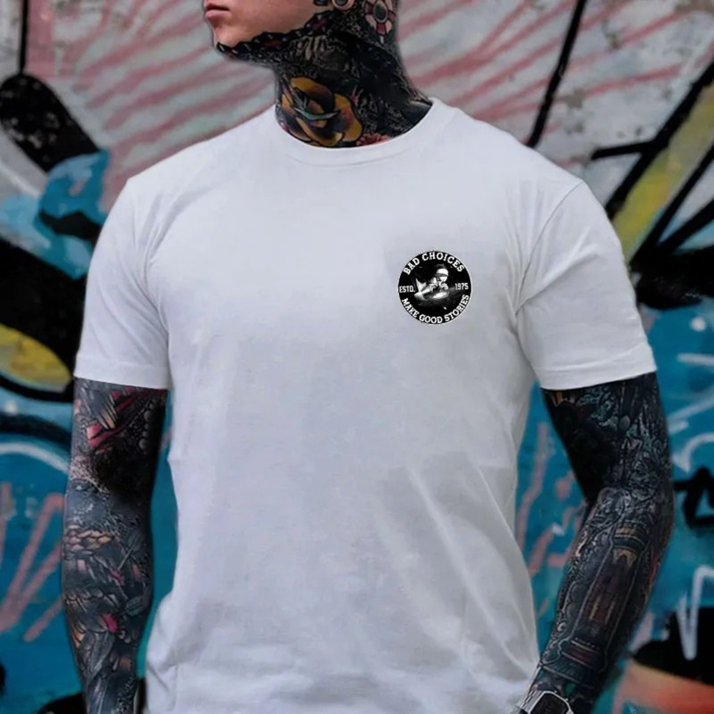 BAD CHOICES MAKE GOOD STORIES Smoking Nun Print Men's T-shirt