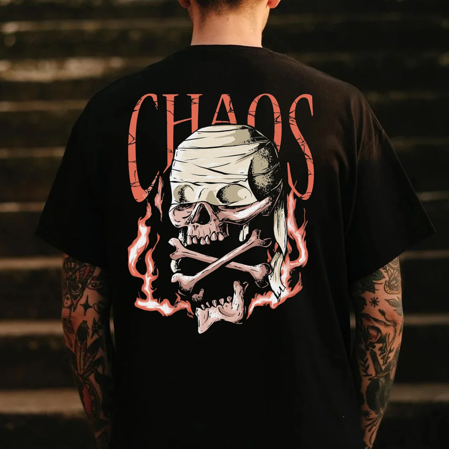 CHAOS Mummy Skull Print Men's T-Shirt