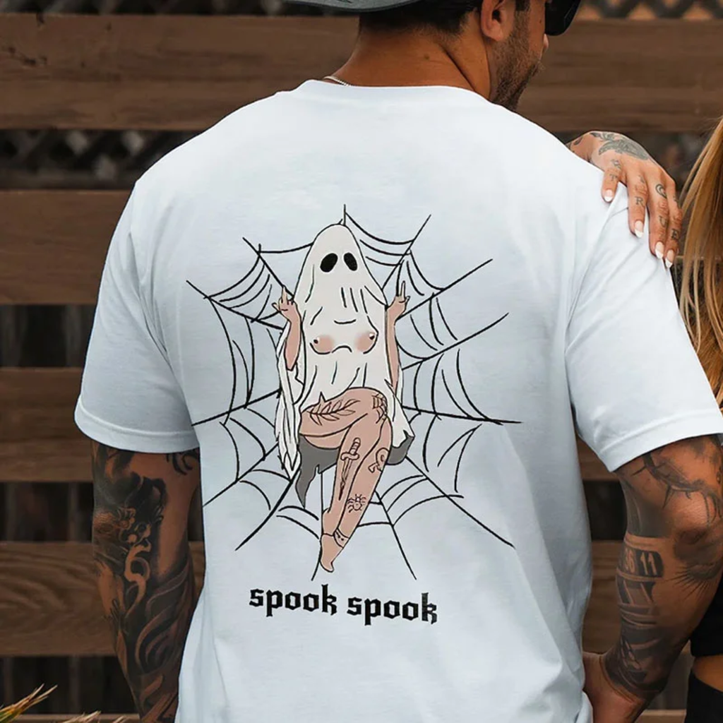 SPOOK SPOOK Tattoo Lady Naughty Ghost Print Men's T-Shirt