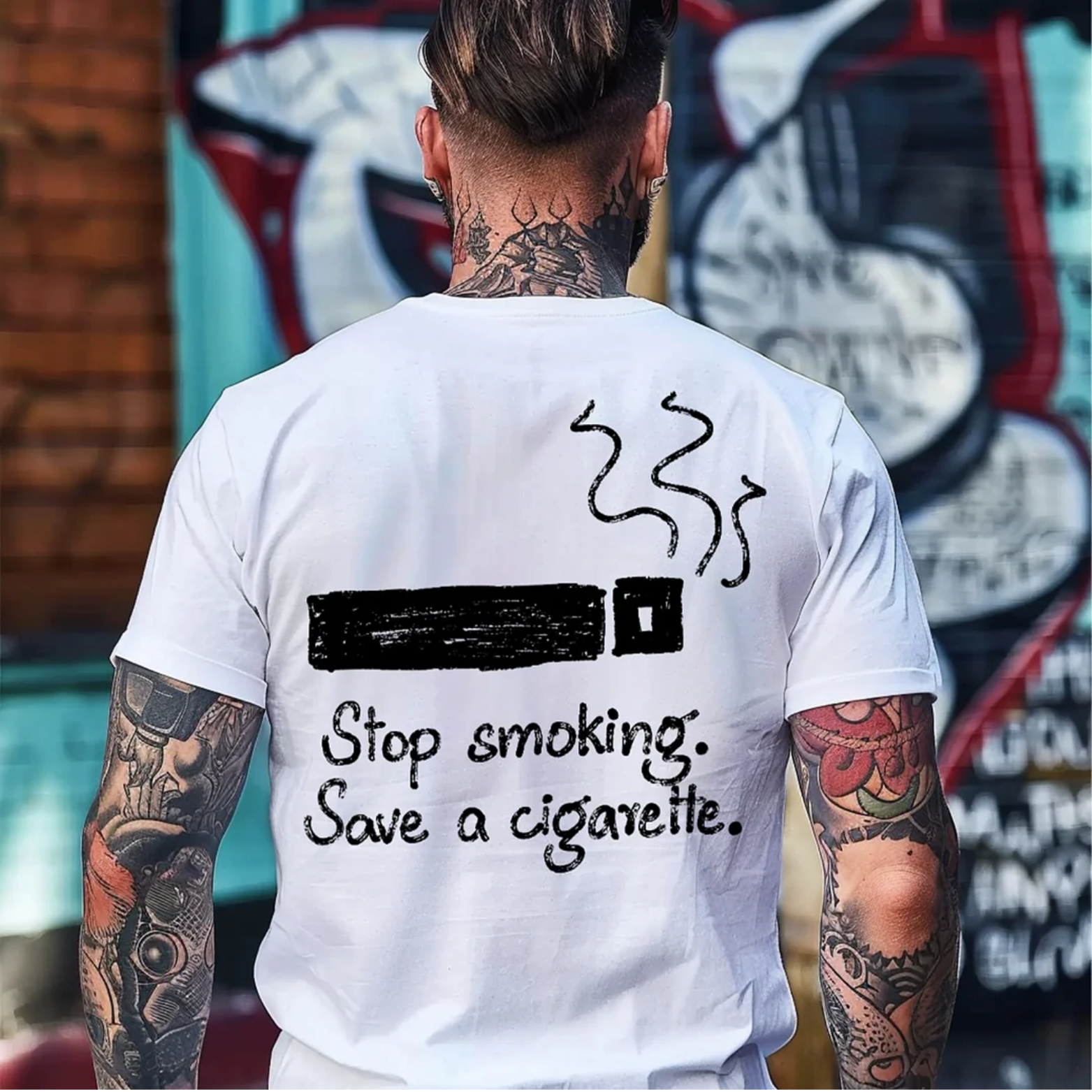 STOP SMOKING SAVE A CIGARETTE Print Men's T-Shirt
