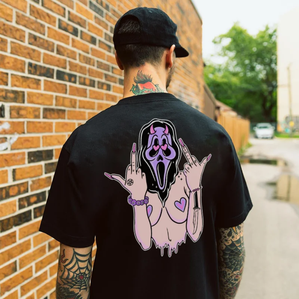 Funny Expression with Naked Body Black Print T-shirt