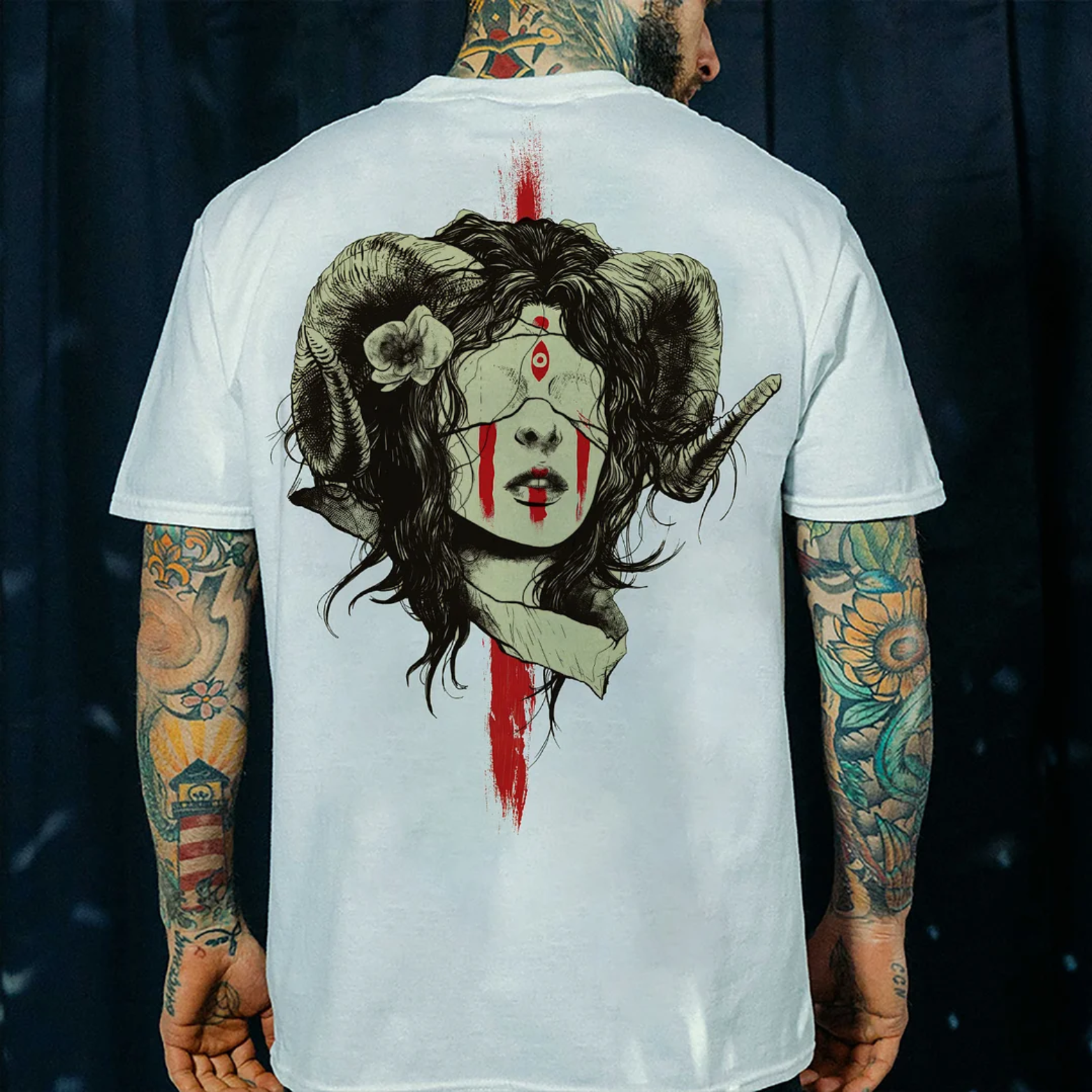 A Blindfolded Lady Hopeless White Print T-shirt