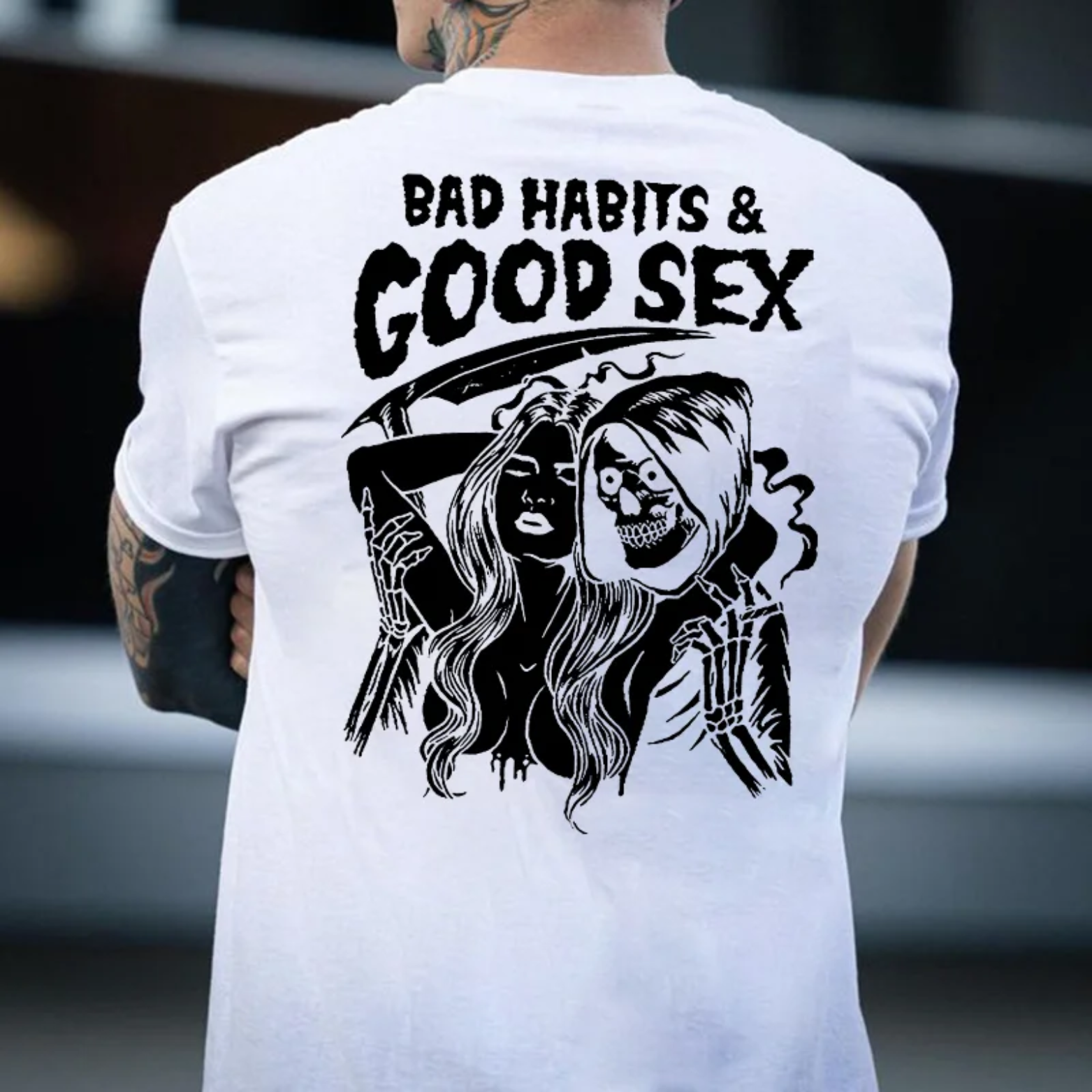 BAD HABITS & GOOD SEX Casual Black Print T-shirt