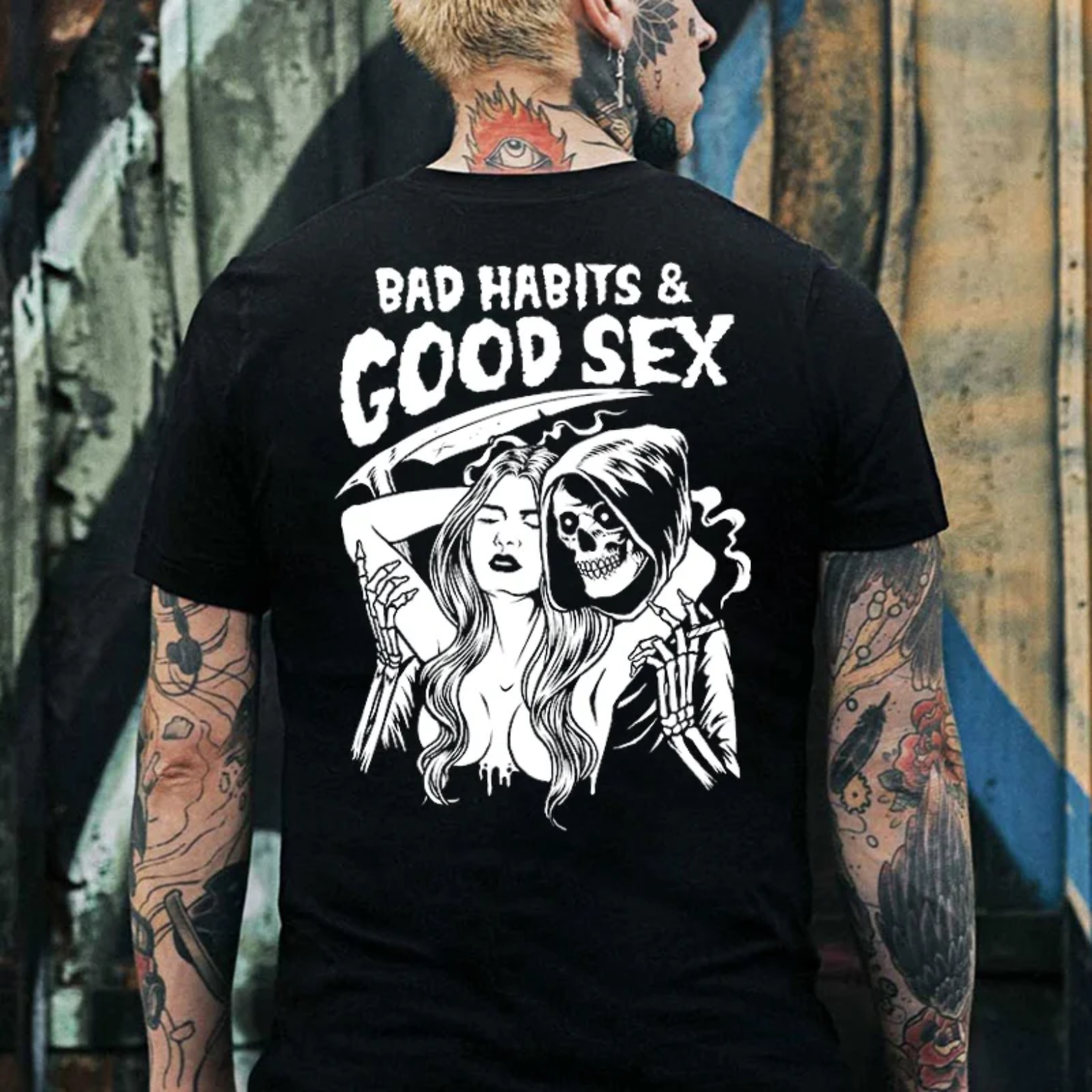 BAD HABITS & GOOD SEX Casual Black Print T-shirt