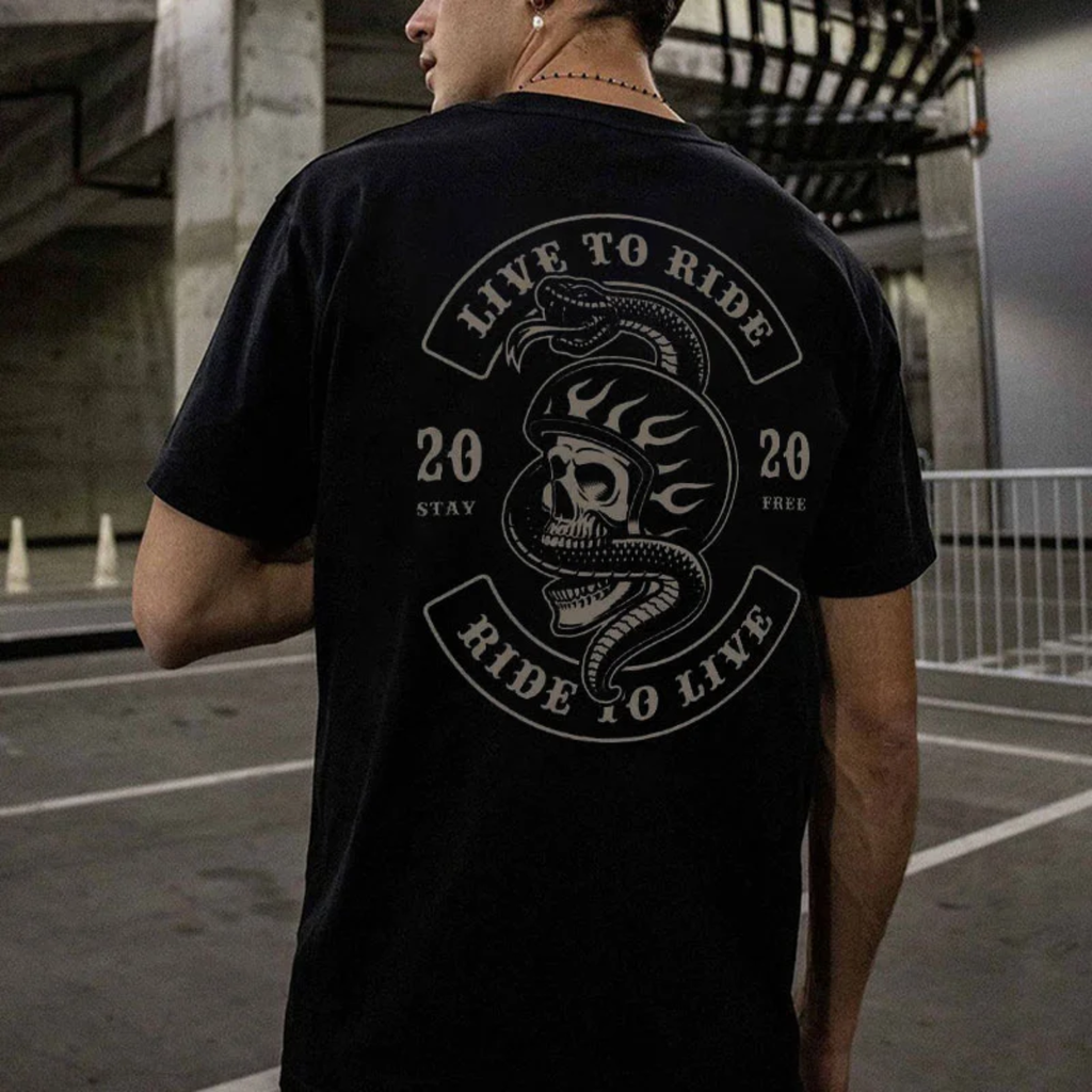 Vintage Live To Ride – Ride To Live Black Print T-shirt