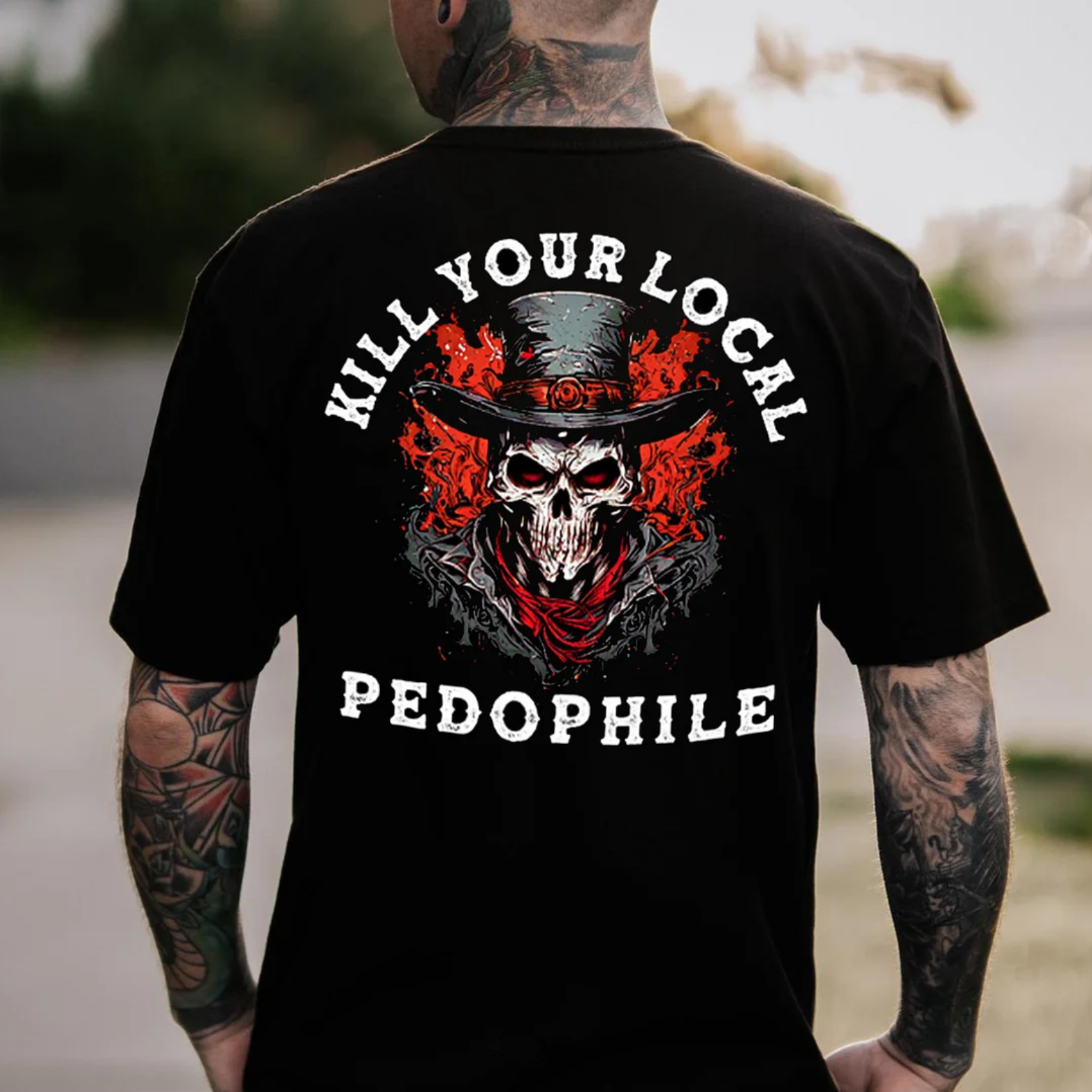 KILL YOUR LOCAL PEDOPHILE Skeleton Print Men's T-shirt