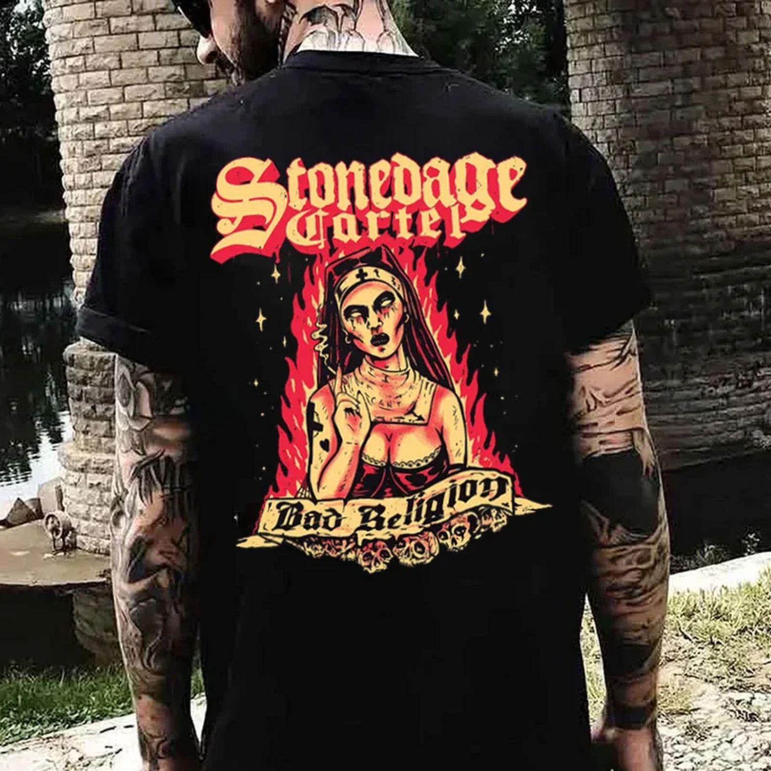 Stonedage Cartel Bad Religion Evil Nun Print Men's T-shirt