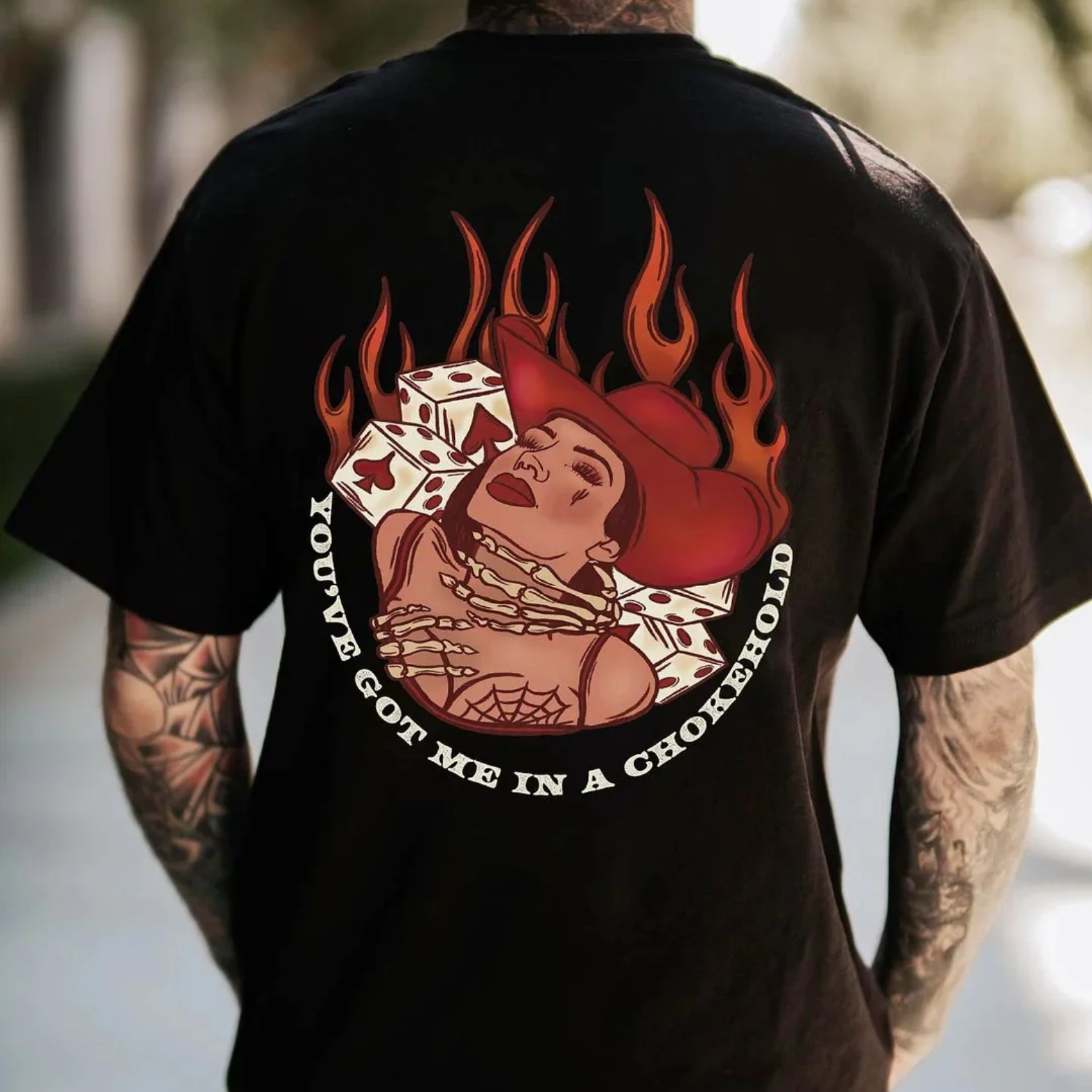 YOU'VE GOT ME IN A CHOKEHOLD Cowgirl&Bone Hand&Dice Print Men's T-Shirt