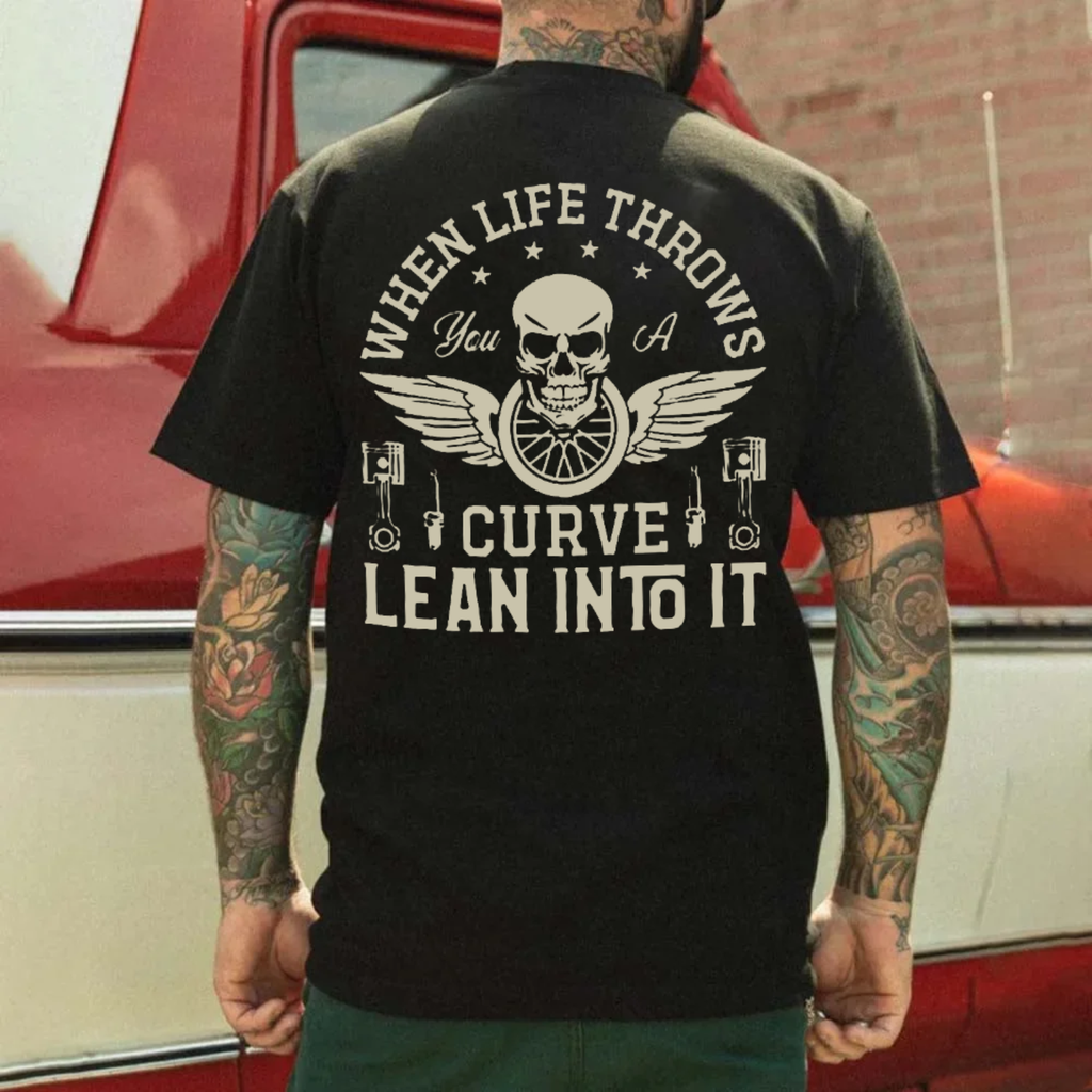 WHEN LIFE THROWS Skull&Flywheel Print Men's T-Shirt