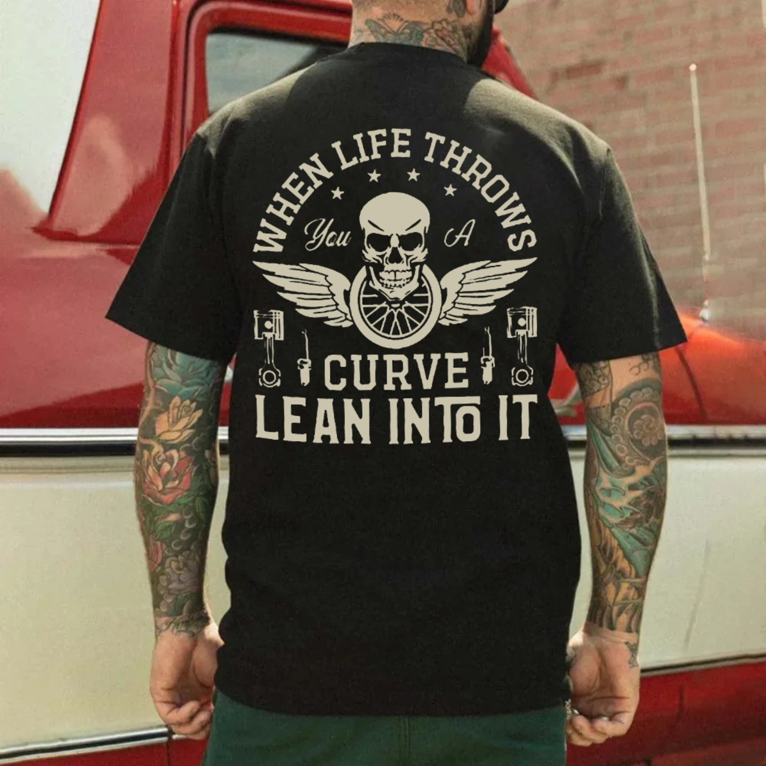 WHEN LIFE THROWS Skull&Flywheel Print Men's T-Shirt