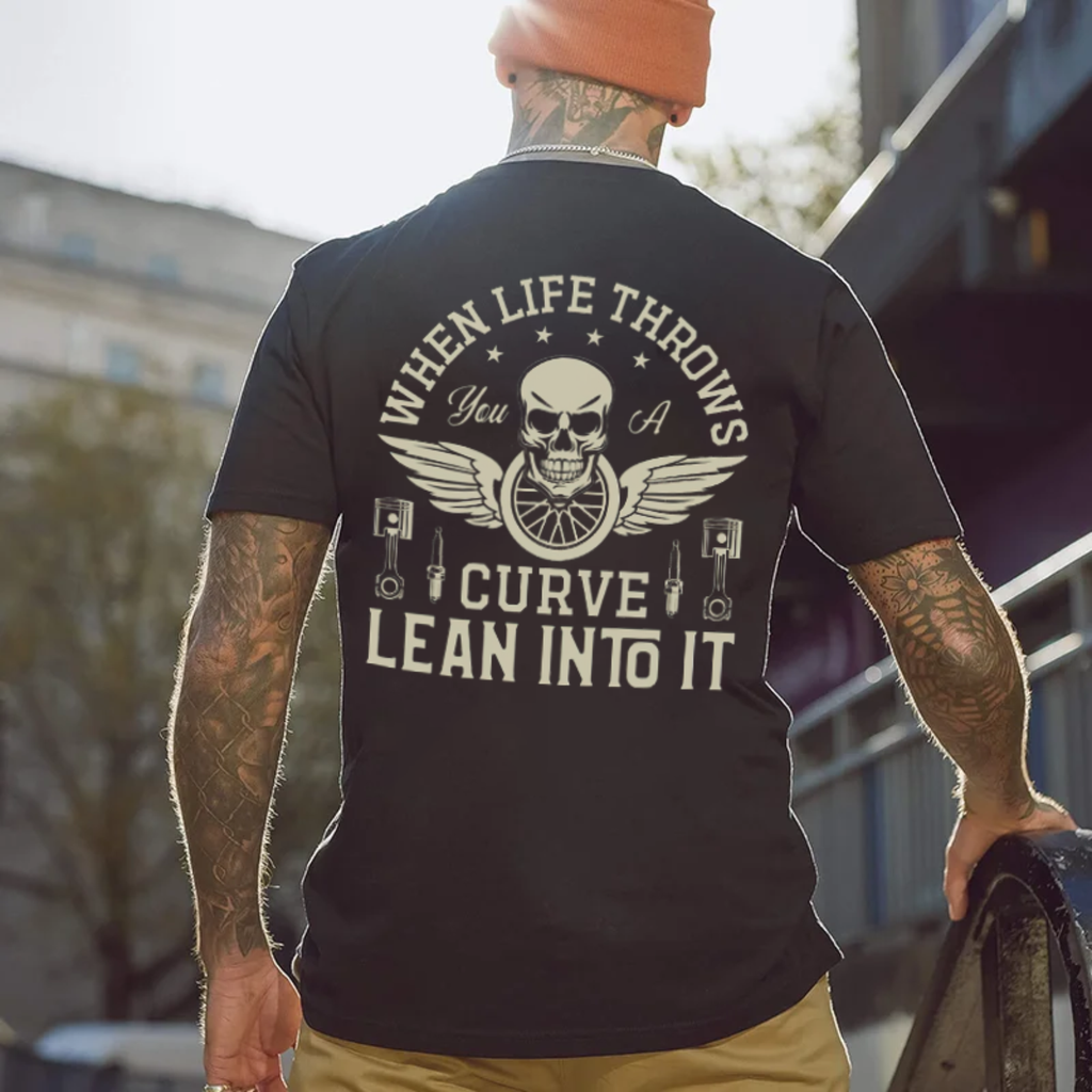 WHEN LIFE THROWS Skull&Flywheel Print Men's T-Shirt
