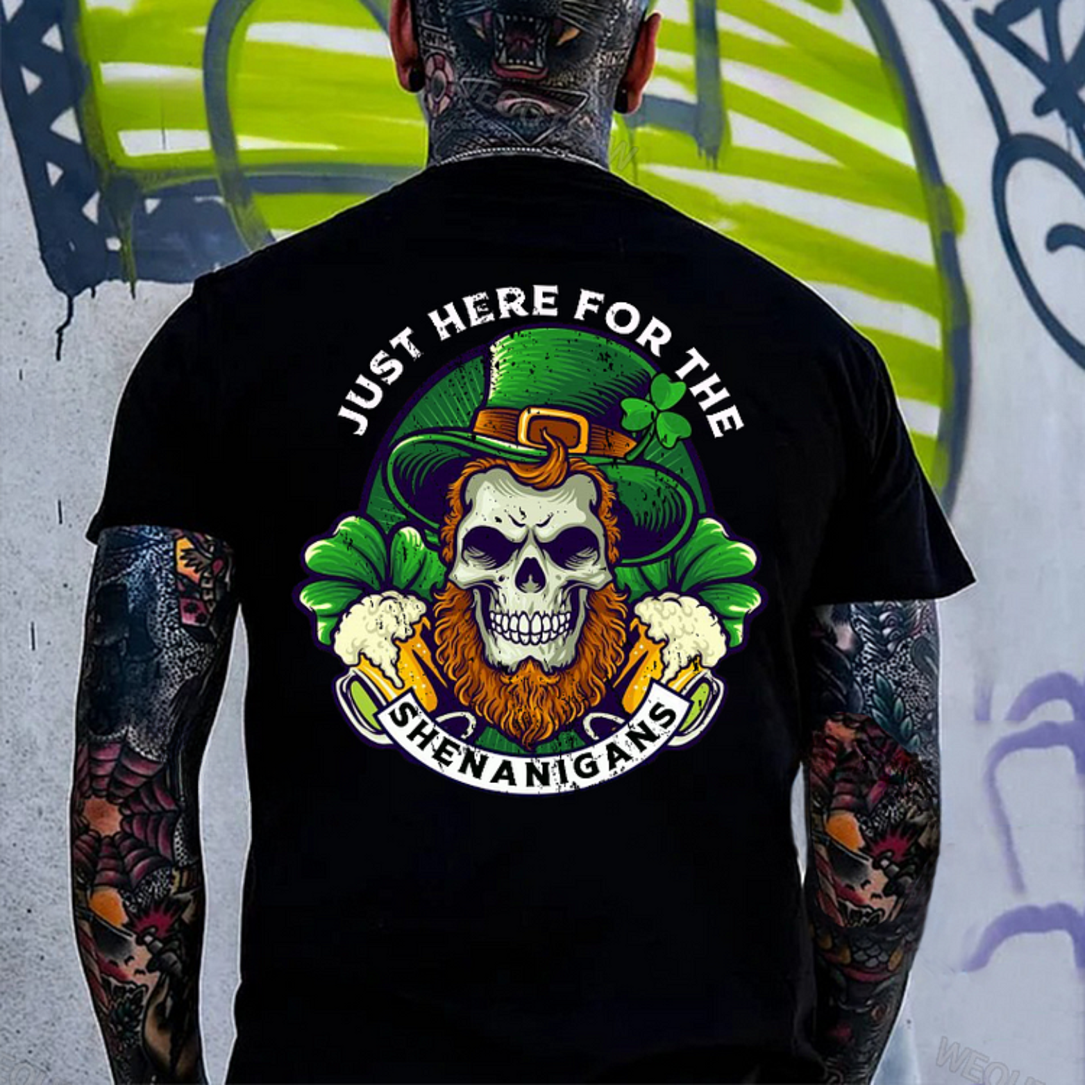 Just Here For The Shenanigans Print T-Shirt