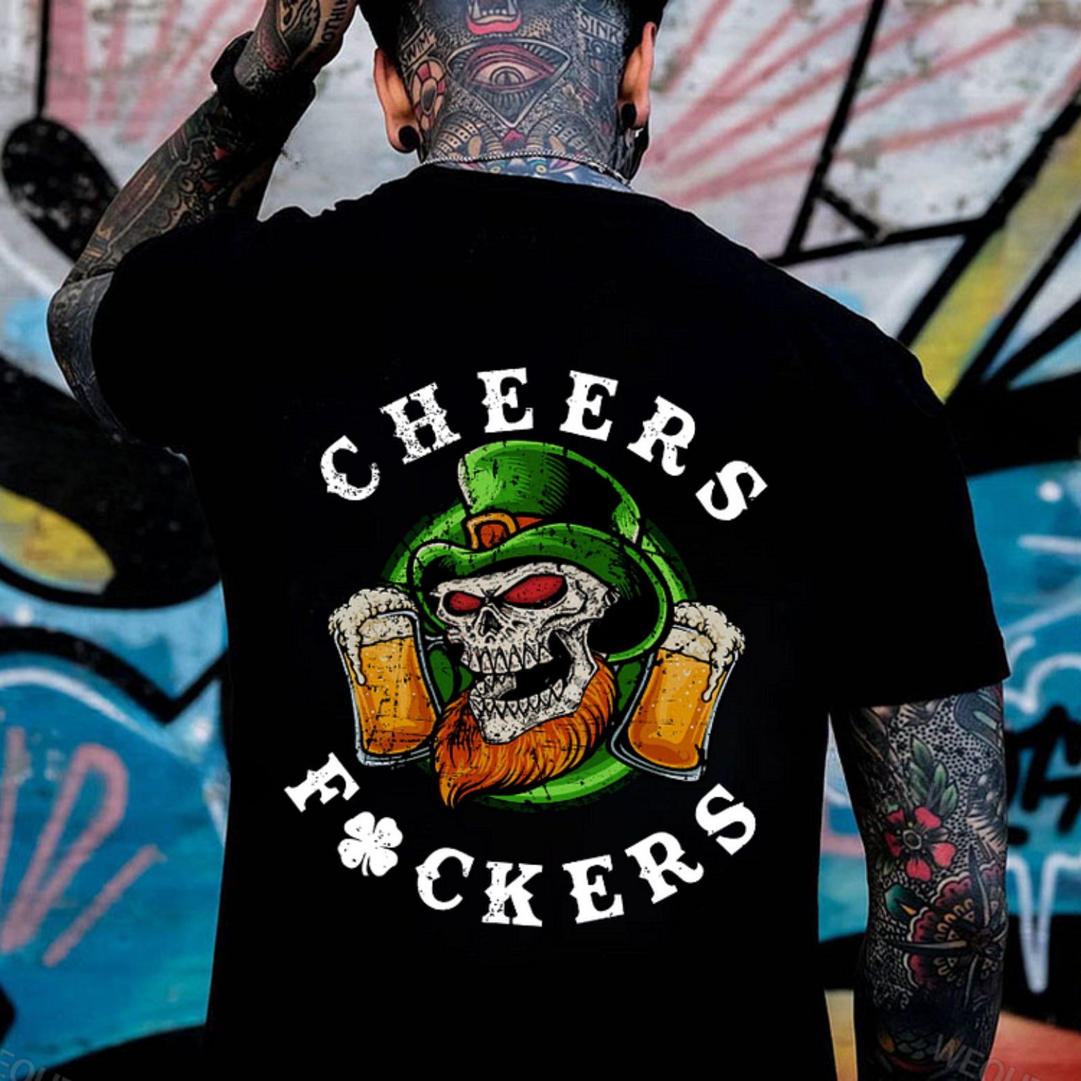 Cheers Fuckers Print T-Shirt