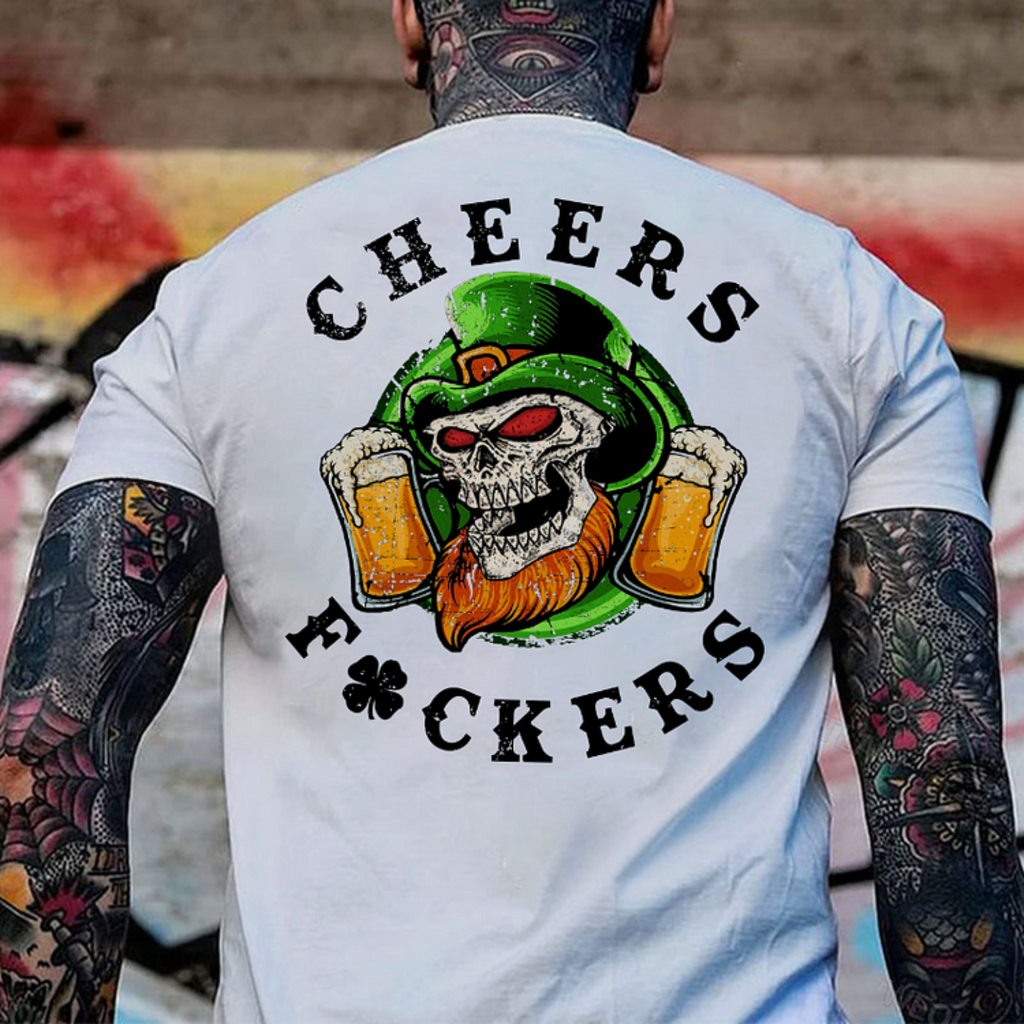 Cheers Fuckers Print T-Shirt
