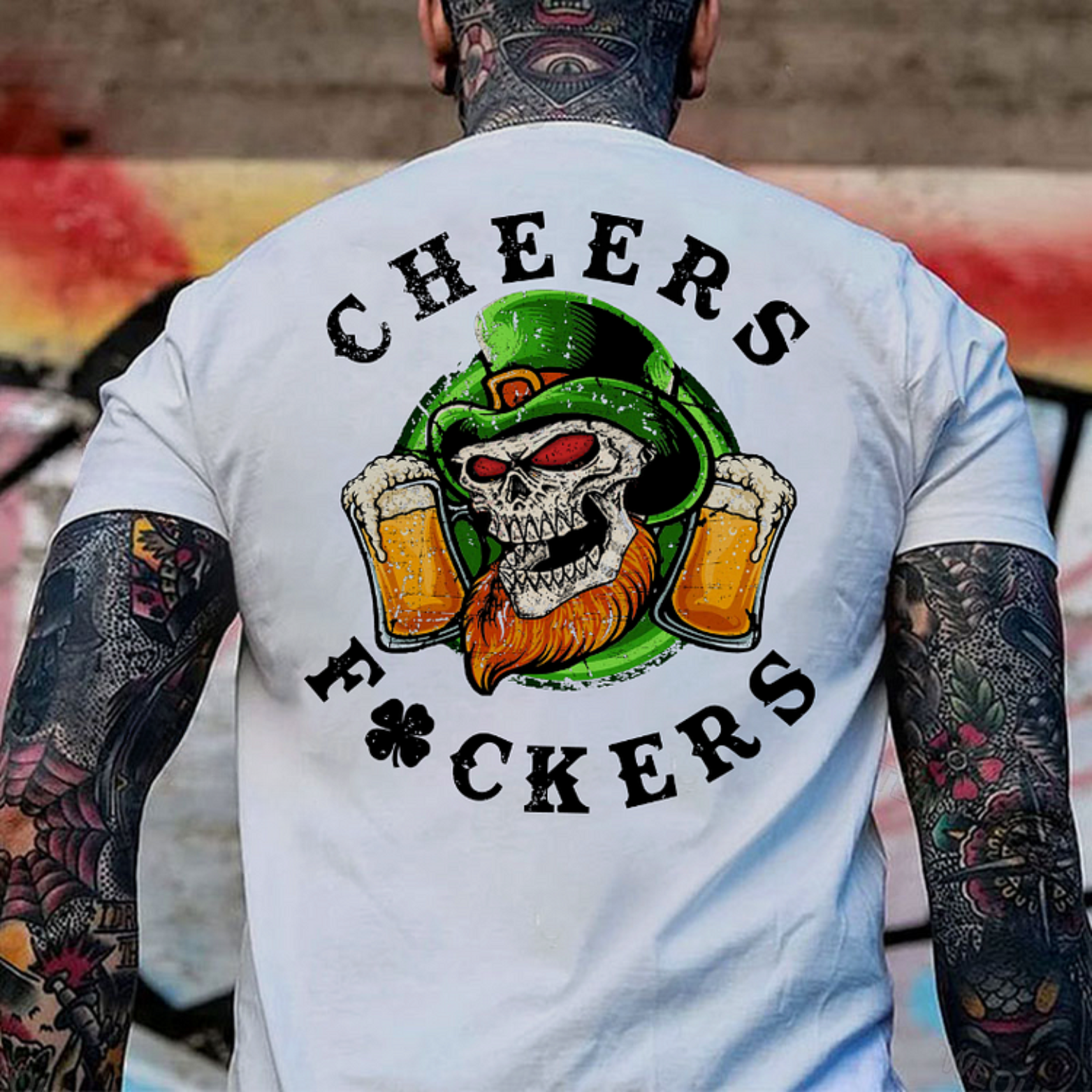 Cheers Fuckers Print T-Shirt