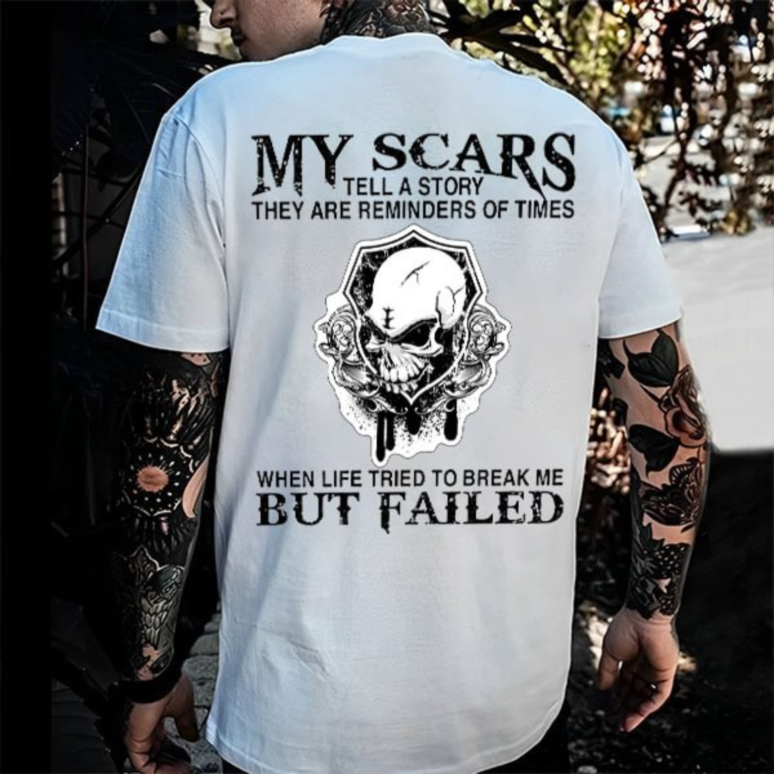 MY SCARS TELL A STORY Skull Print Men's T-shirt