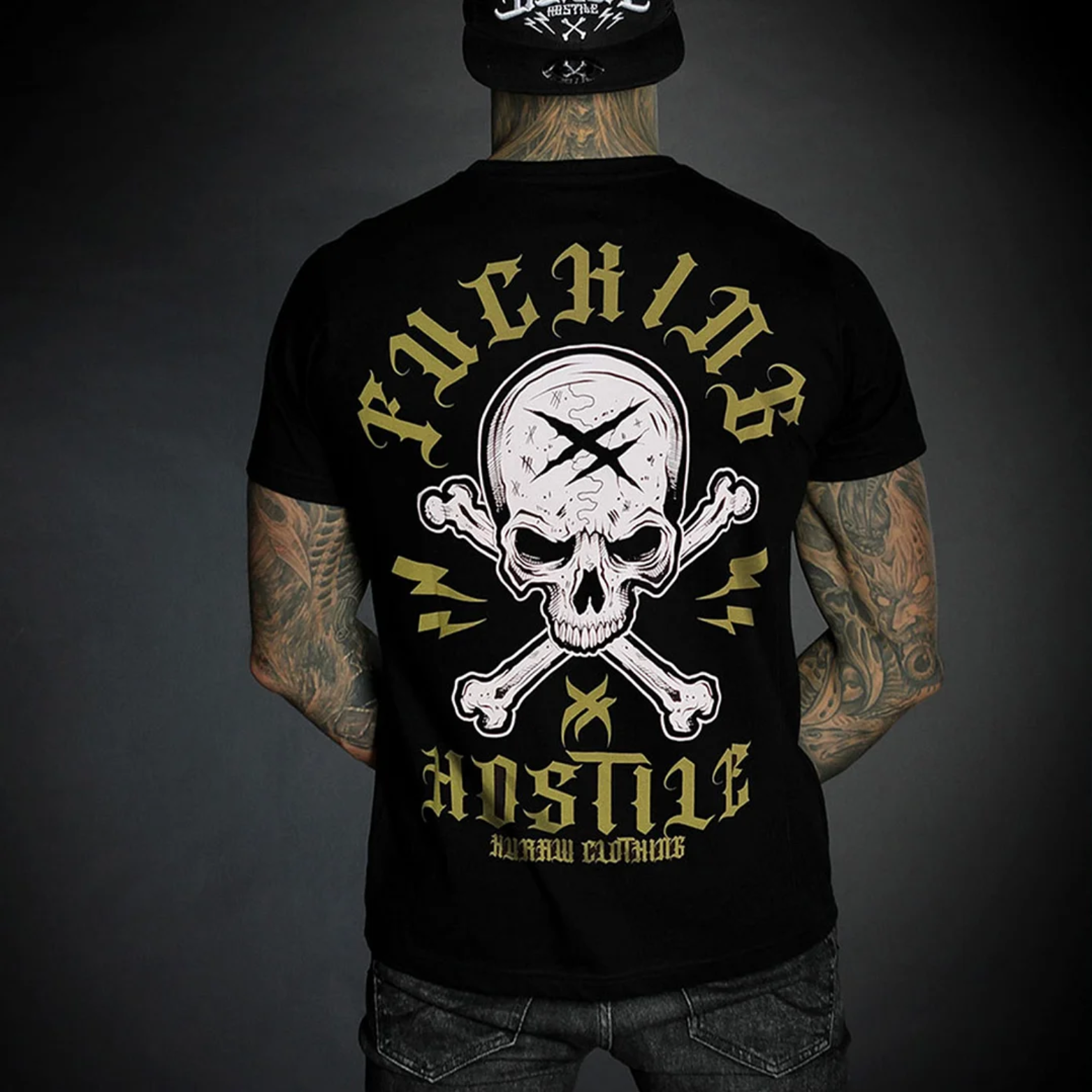 FUCKING HOSTILE HUMAN CLOTHING Letter Graphic Black Print T-shirt
