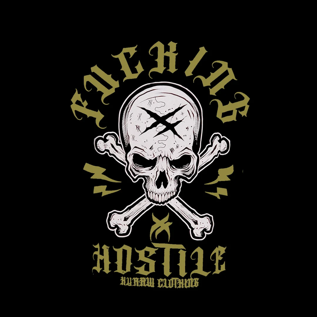 FUCKING HOSTILE HUMAN CLOTHING Letter Graphic Black Print T-shirt