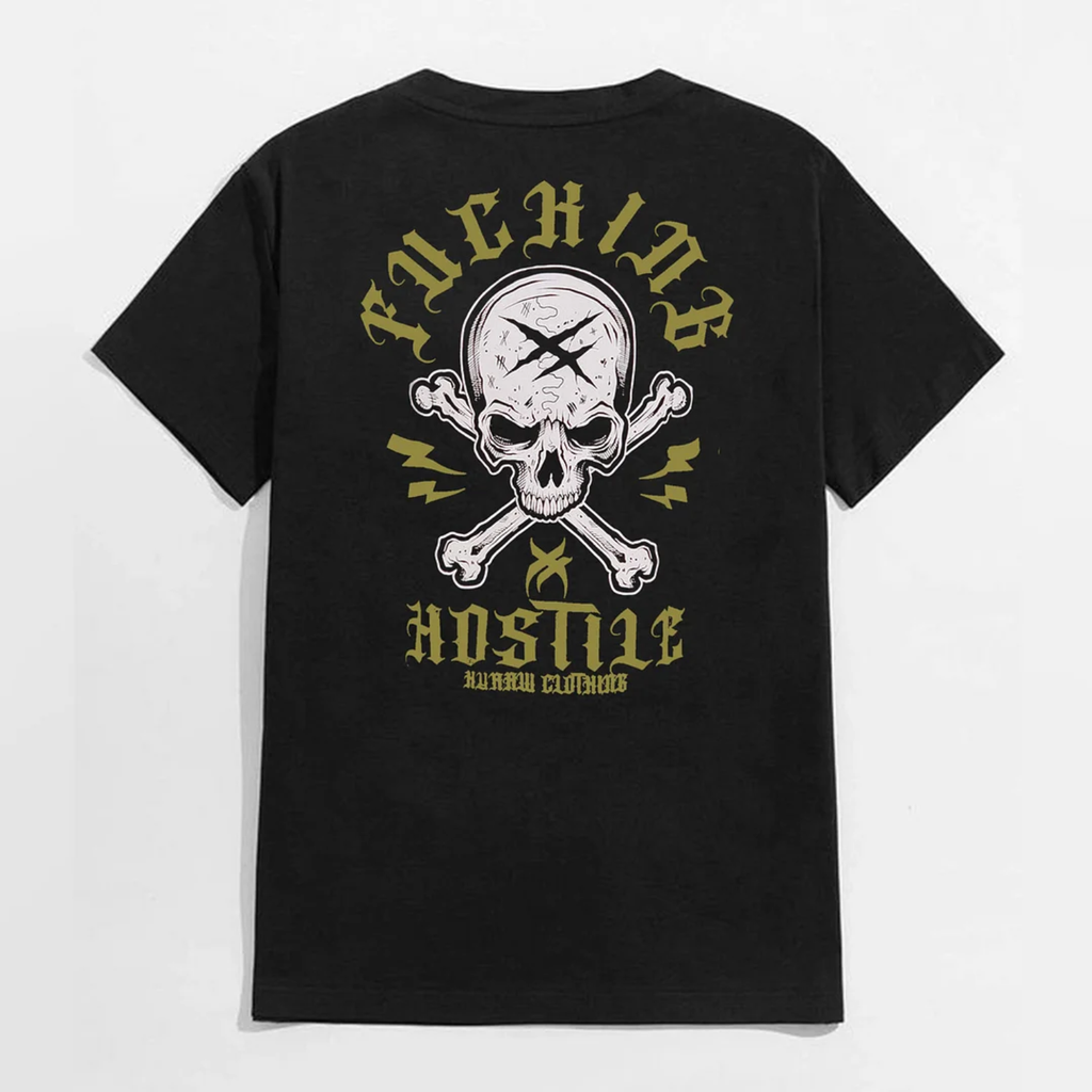 FUCKING HOSTILE HUMAN CLOTHING Letter Graphic Black Print T-shirt