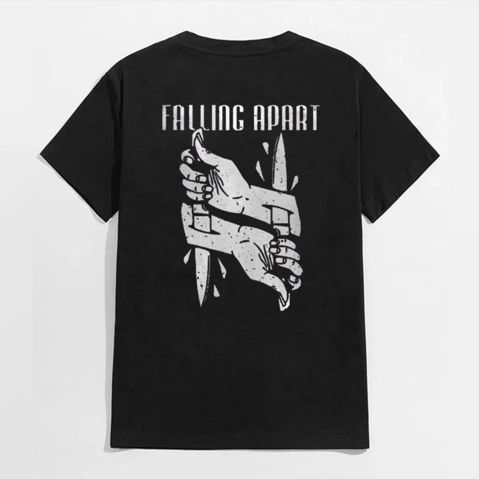 FALLING APART Stab Each Other Casual Letter Black Print T-shirt