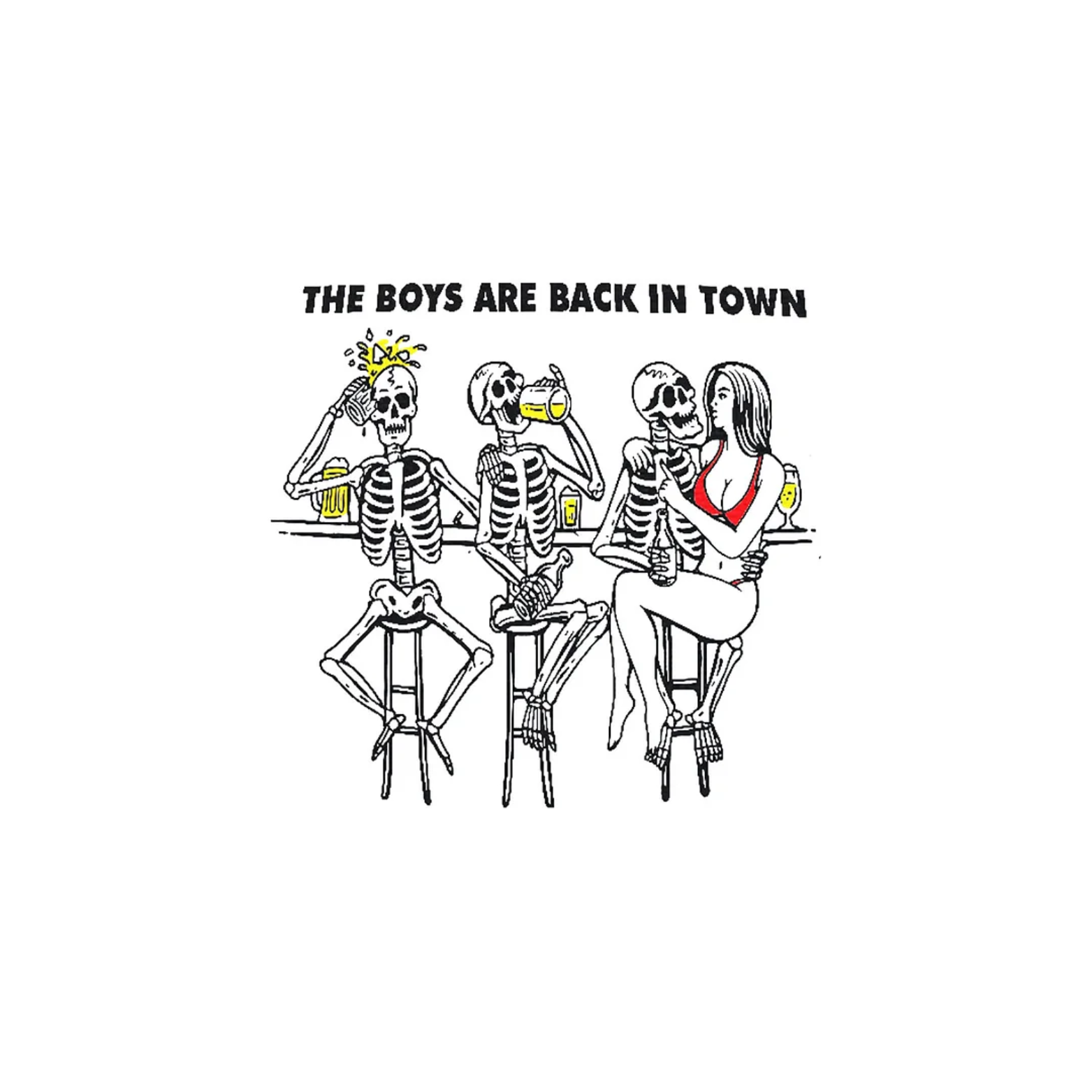 THE BOYS ARE BACK IN TOWN Letter Graphic White Print T-shirt