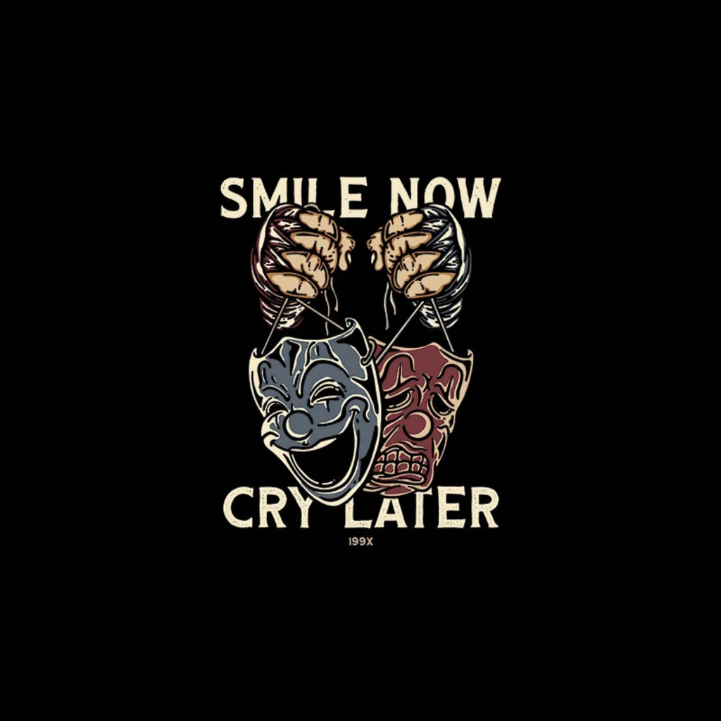 SMILE NOW CRY LATER Double Faces Black Print T-shirt