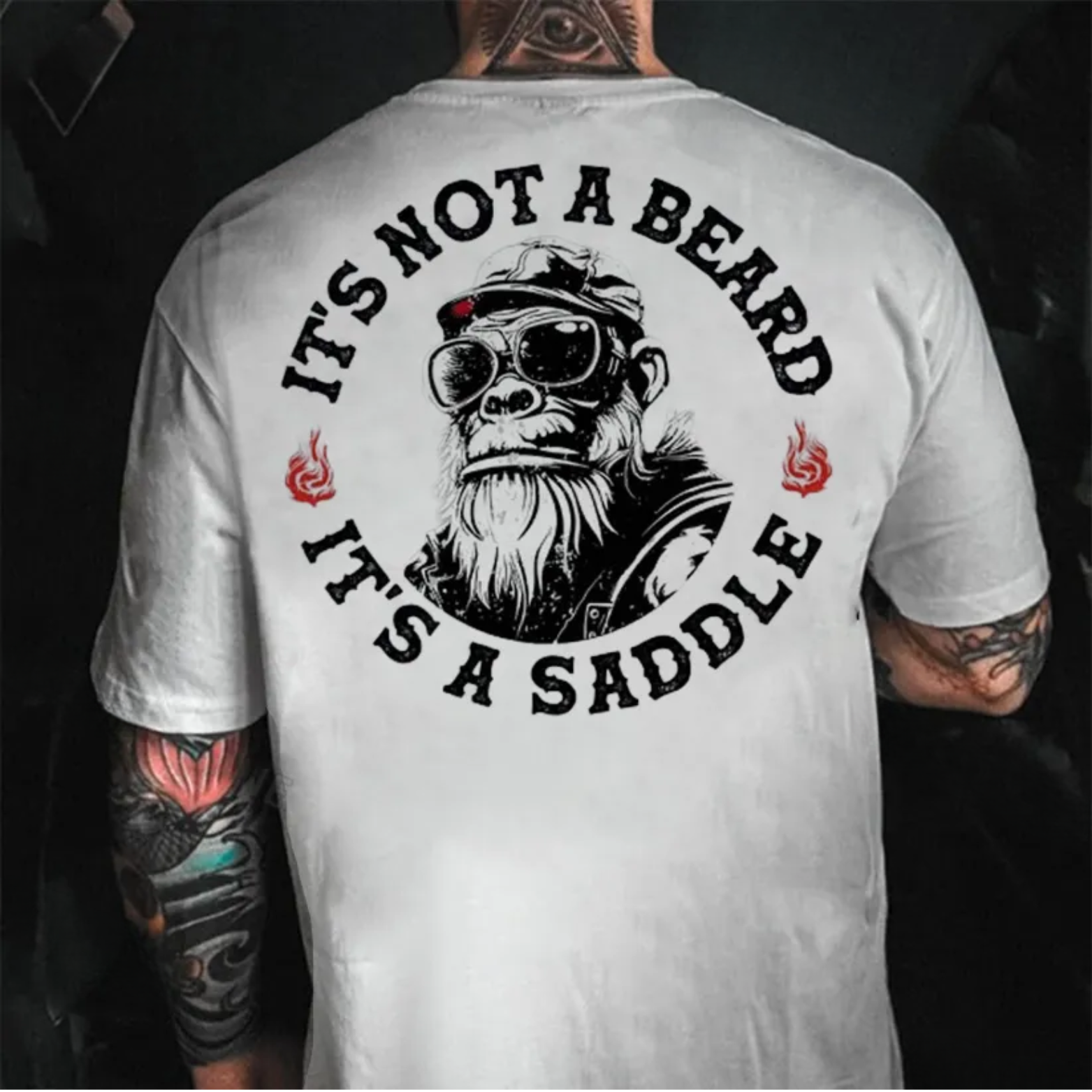 IT'S NOT A BEARD IT'S A SADDLE Chimpanzee Print Men's T-shirt