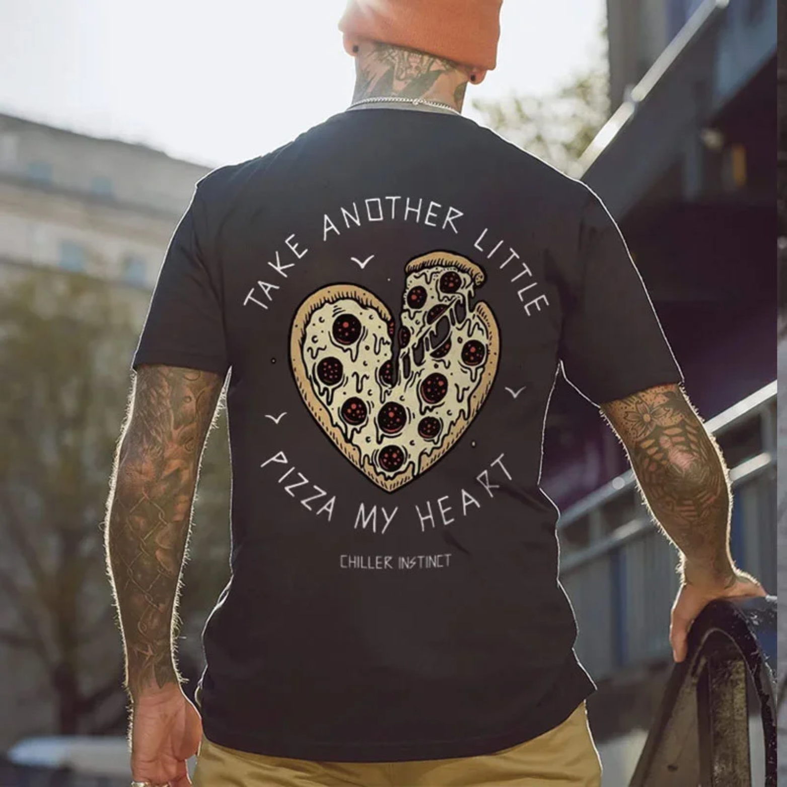 TAKE ANOTHER LITTLE Broken Pizza Black Print T-shirt