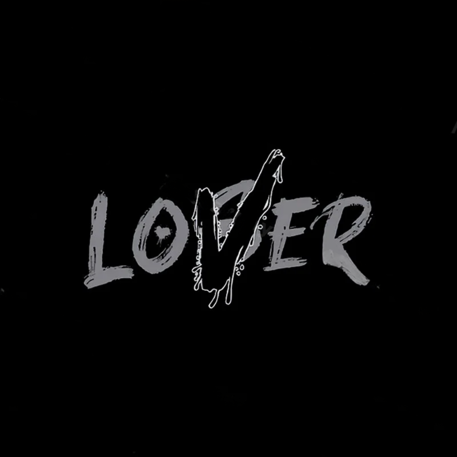 LOVER Letter Graphic Casual Black Print T-shirt