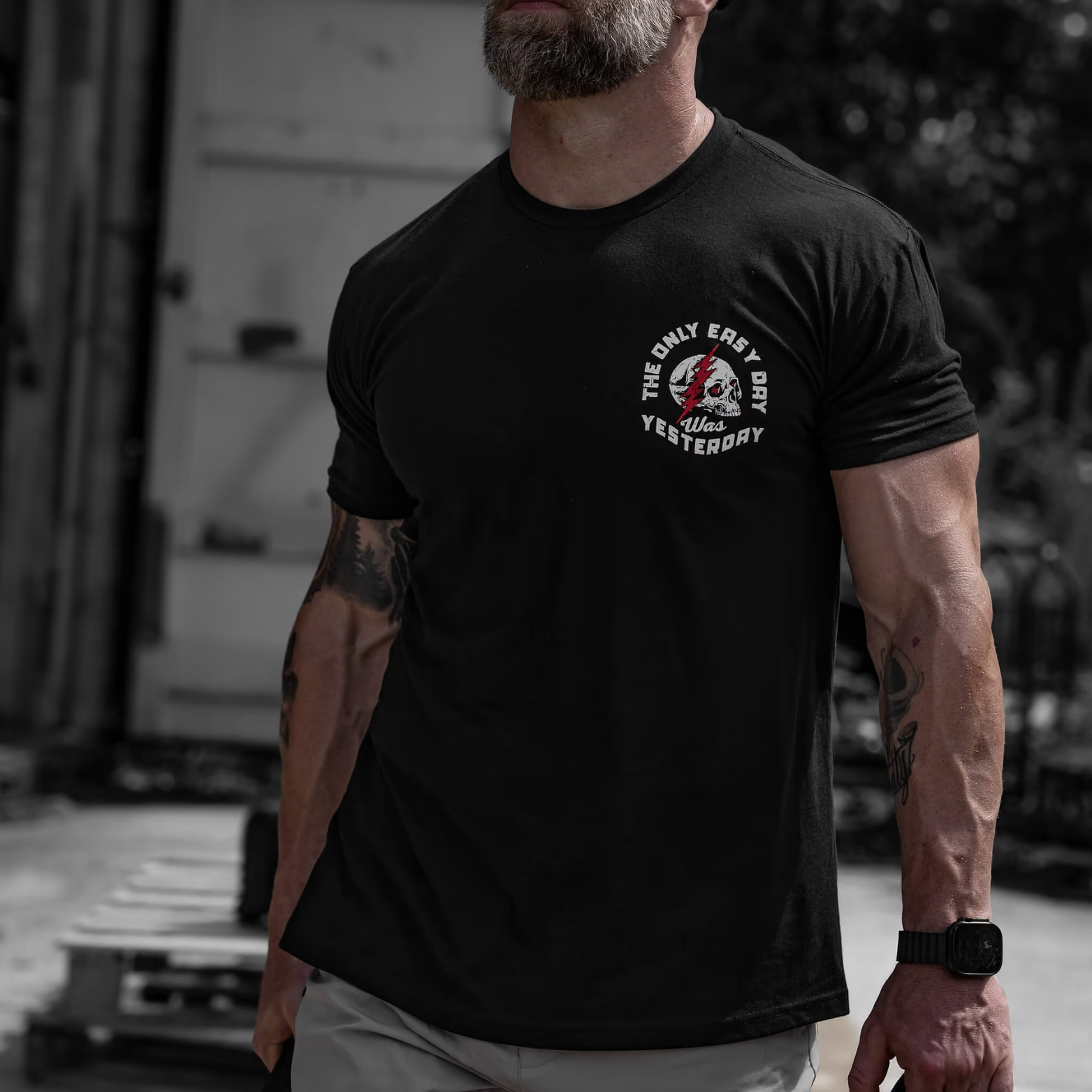 Only Easy Day Was Yesterday Skull Men's T-Shirt
