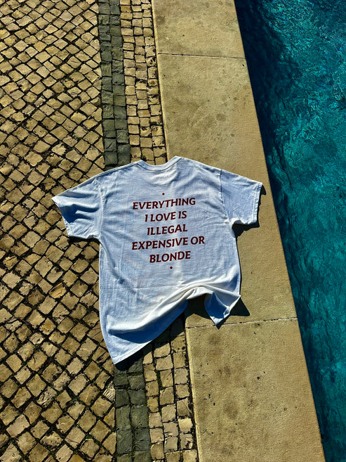 EVERYTHING I LOVE IS ILLEGAL, EXPENSIVE OR BLONDE T-SHIRT