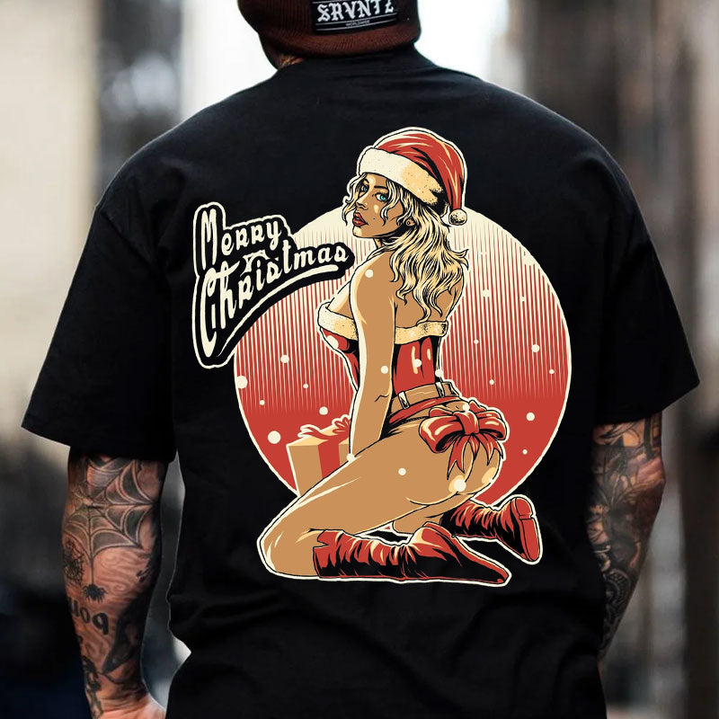 Merry Christmas Sexy Woman Christmas Gift Box Print Men's T-shirt
