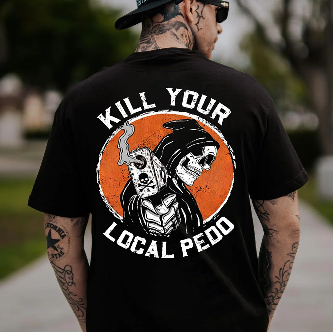 KILL YOUR LOCAL PEDO Skeleton Print Men's T-shirt