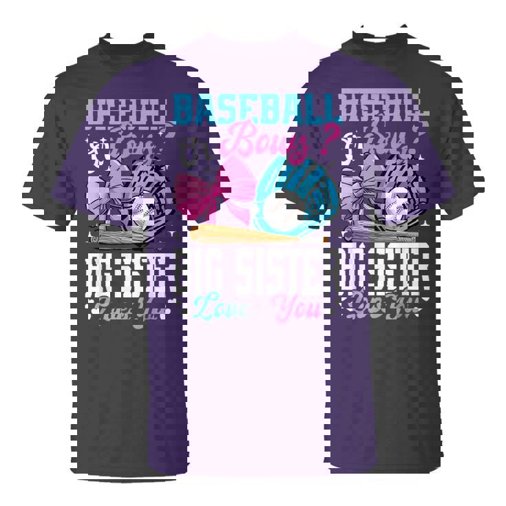 Baseball Or Bows Big Sister Loves You Gender Reveal T-Shirt