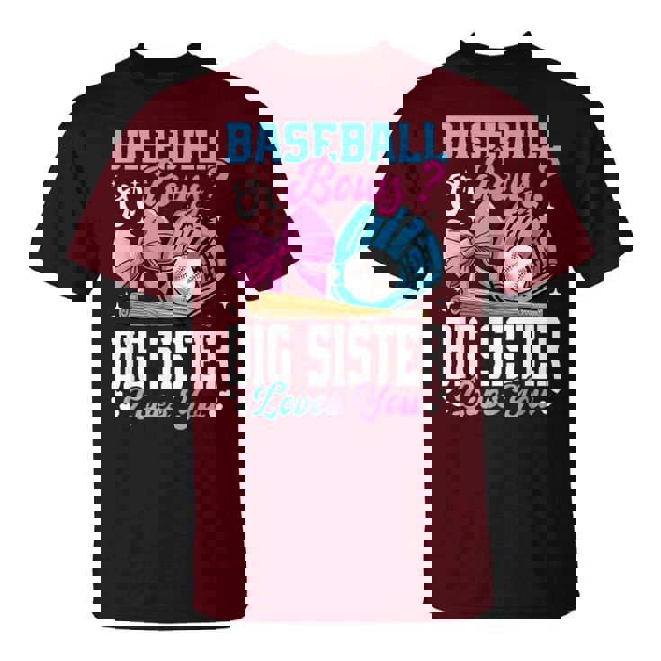 Baseball Or Bows Big Sister Loves You Gender Reveal T-Shirt