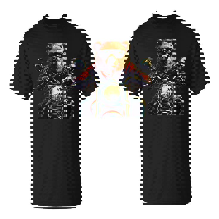 Biker Bear Costume With Cool Sunglasses And Motorcycle T-Shirt