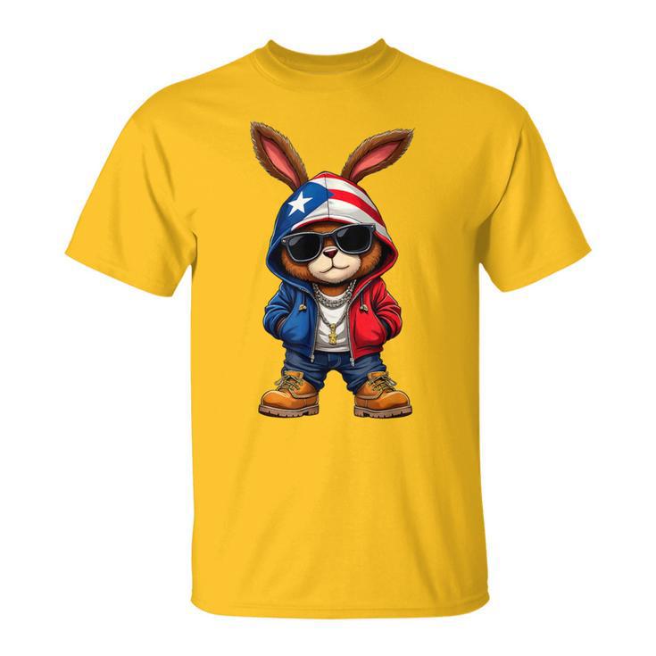 Cool Bunny Puerto Rican Flag Outfit Vibes Boricua T-Shirt