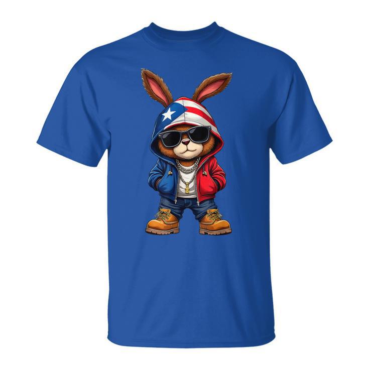Cool Bunny Puerto Rican Flag Outfit Vibes Boricua T-Shirt
