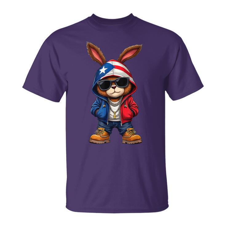 Cool Bunny Puerto Rican Flag Outfit Vibes Boricua T-Shirt